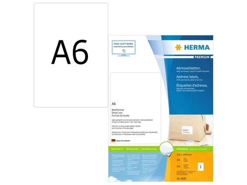 HERMA 8689 Premium Adresetiketten A6 105x148mm Wit 800 stuks