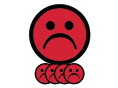 Magneet smiley 25mm emotie bedroefd rood 5 stuks