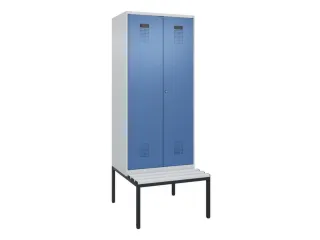 locker met bank,voor scheiding van kleding,HxBxD 2120x800x815mm,2vak - 2