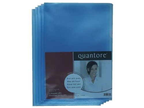 Insteekmap L-model Quantore A4 PP 0.12mm blauw 25 stuks