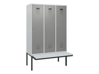 locker met bank,HxBxD 1950x1200x815mm,3vak,vak B 400mm,cilinderslot - 2