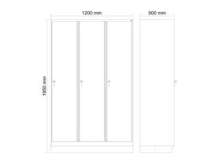 locker,HxBxD 1950x1200x500mm,3vak,vak B 400mm,cil.-slot,sokkel - 4