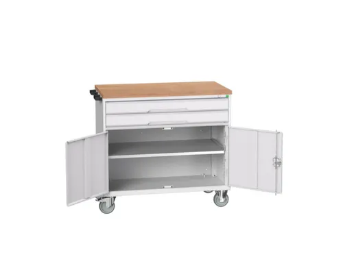 gereedschapswagen 980x800x600mm multiplexblad 2 laden+kast, RAL7035