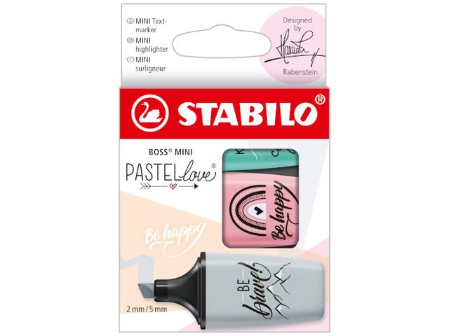 Stabilo BOSS MINI Pastellove surligneur, boîte de 3 pièces en