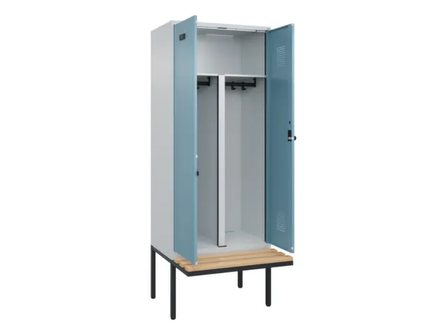 PBM-locker met bank,HxBxD 2120x800x815mm,2vak,vak B 400mm,draaigrendel