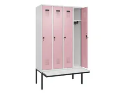 locker met bank,HxBxD 2120x1200x815mm,4vak,vak B 300mm,draaigrendel