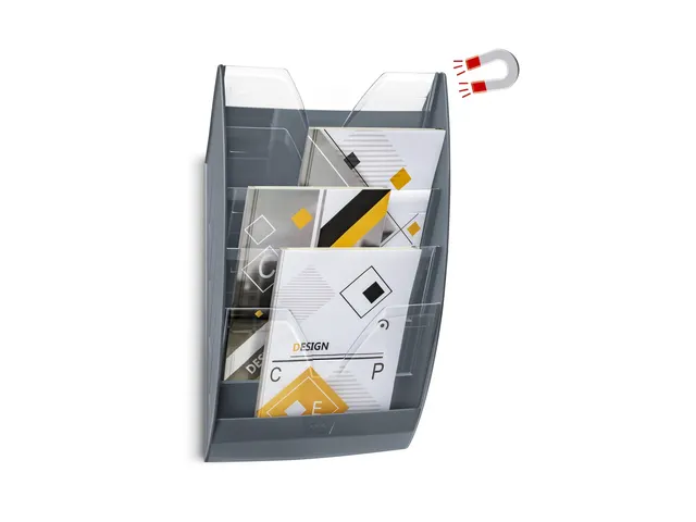 Wandfolderhouder CEP Premium magnetisch 5-vaks grijs/transparant