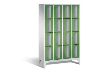 Lockerkast 1850x1190x500mm 4x4 vakken Cilinderslot Poten, RAL6011 - 2