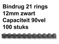 Bindrug GBC 12mm 21-rings A4 zwart 100stuks