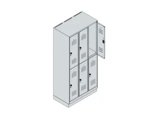 dubbeldekse locker,HxBxD 1950x900x500mm,3x2vak.,vak B 300mm - 3