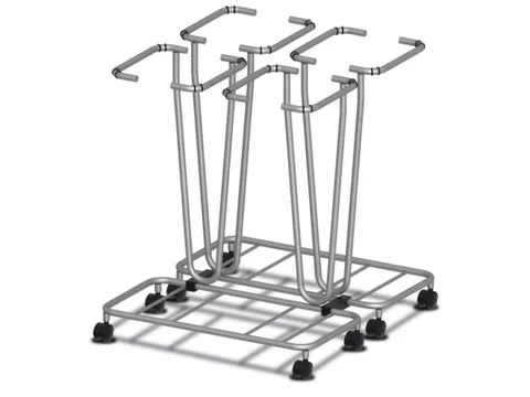 Afvalverzamelaar 4x70 Liter Afvalzakken Rvs Verrijdbaar Ral9003