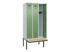 locker met bank,HxBxD 2120x900x815mm,3vak,vak B 300mm,cilinderslot