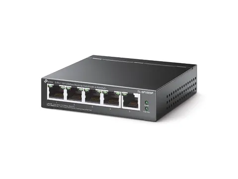 5-poorts 10/100Mbps Desktopswitch met 4-poorts PoE+