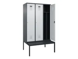 locker met bank,voor scheiding van kleding,HxBxD 2120x1200x815mm,3vak