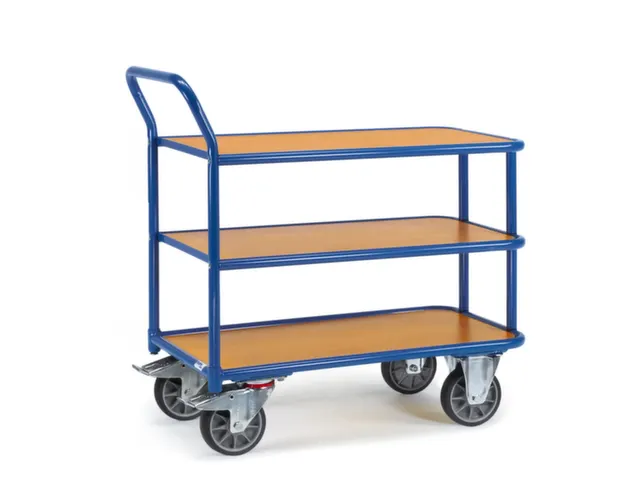 tafelwagen,draagverm. 300kg,3etage(s),laadvl. LxB 850x500mm,houtetage