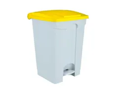 Contitop,afvalbak met pedaal 70L wit/geel