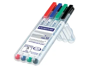 Viltstift Staedtler 301 whiteboard pen rond 1mm 4 stuks assorti - 2