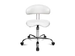 Werkplaatsstoel Zitting Wit Kunstleer 430-510mmx440x400mm Wielen