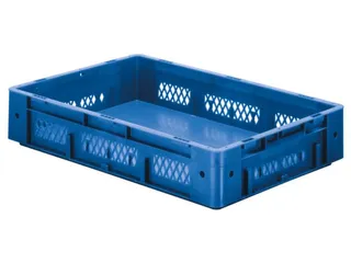 Euronorm Stapelkrat 120x600x400mm 20l Opengewerkt/Bodem Gesl. Blauw - 1