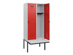 locker met bank,HxBxD 1950x800x815mm,2vak,vak B 400mm,draaigrendel