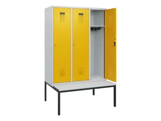 locker met bank,HxBxD 1950x1200x815mm,3vak,vak B 400mm,cilinderslot - 1