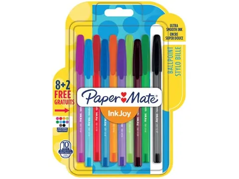 balpen InkJoy 100 met dop Assorti Medium blister 8 + 2 gratis