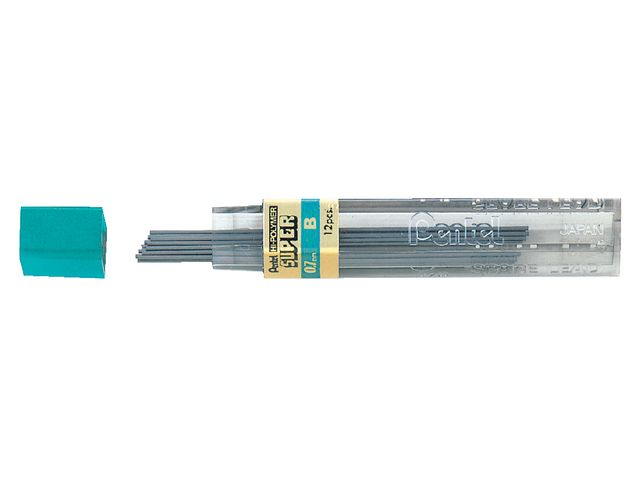 Potloodstift Pentel 0.7mm zwart per koker B | PotlodenWinkel.nl