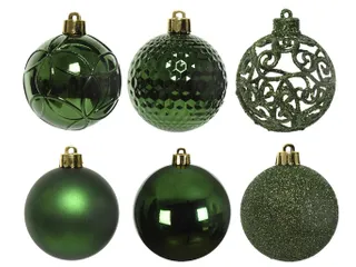 Kerstballen Decoris assorti Dennengroen koker 37 stuks - 1