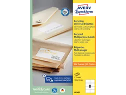 Etiket Avery Zweckform LR3427 105x74mm recycled Wit 800 stuks