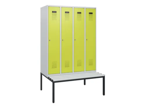 locker met bank,HxBxD 1950x1200x815mm,4vak,vak B 300mm,cilinderslot