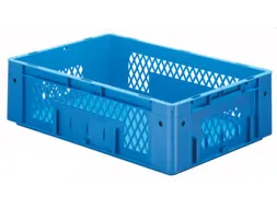 Euronorm Stapelkrat 175x600x400mm 31l Opengewerkt/Bodem Gesl. Blauw