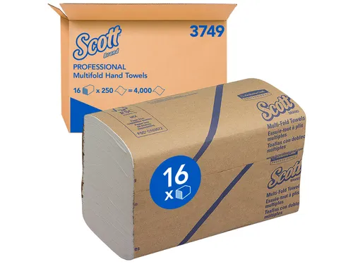 Handdoek Scott m-vouw 1laags 20.3x24cm wit 16x250stuks 3749