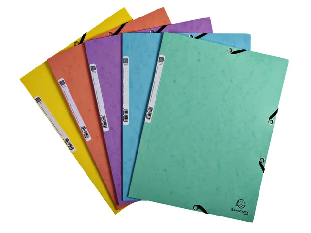 Elastomap Exacompta Aquarel A4 3 kleppen 400gr glanskarton assorti