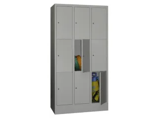 lockerkast,RAL 7035,HxBxD 1850x900x500mm,3x3vakken,vak B 300mm - 1