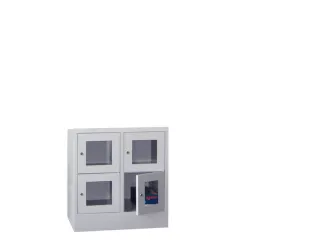 lockerkast,HxBxD 855x800x500mm,2x2vakken,RAL7035,front RAL5010 - 1