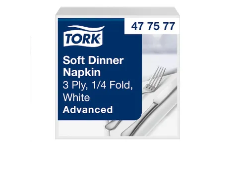 Tork 477577 Soft Dinnerservet 39x39cm 3-laags 1/4 vouw 12x100st Wit