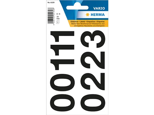 Etiket Herma 4189 33mm Getallen 0-9 Zwart folie 2 vel