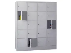 lockerkast,HxBxD 1850x1200x500mm,4x5vakken,RAL7035,front RAL7035