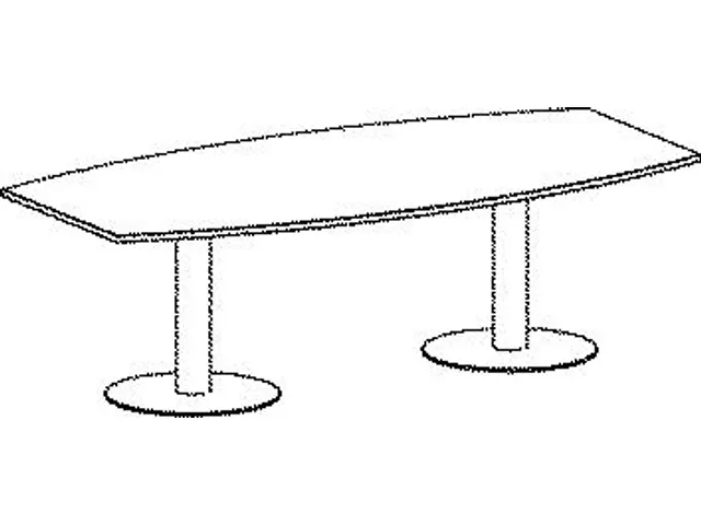 Vergadertafel Vatvormig Hxbxd 72x240x80/120cm Esdoorn Frame Ral9006