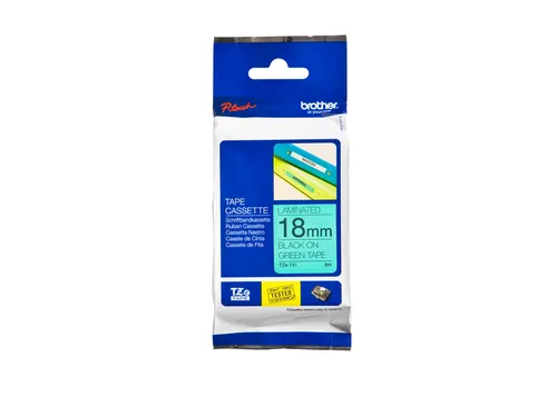 Labeltape Brother P-touch TZe-741 standaard 18mm zwart op groen