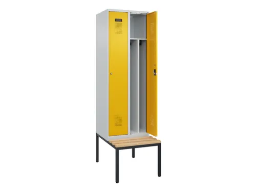 locker met bank,voor scheiding van kleding,HxBxD 2120x600x815mm,2vak