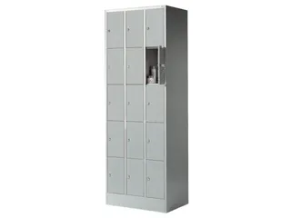lockerkast,HxBxD 1950x680x480mm,3x5vakken,romp RAL7035,front RAL7035 - 1