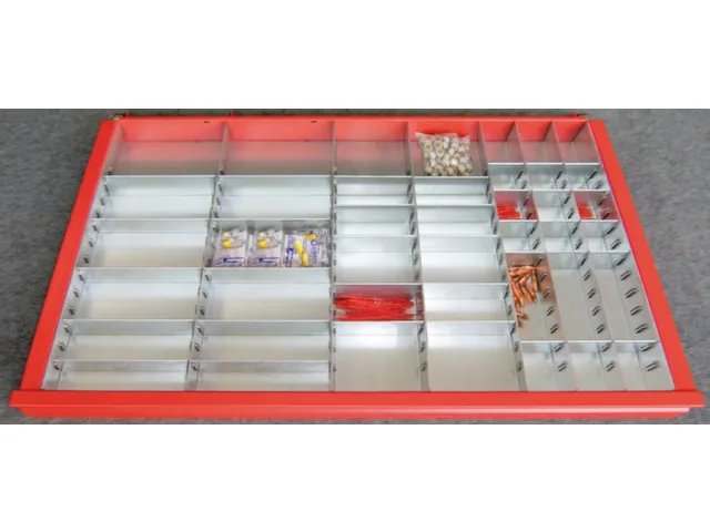 Inzetbakjes Diepteverdelers H 58mm Laden B 1023mm 48 Vakken Verzinkt