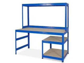 montagetafel,HxBxD 900x1500x600mm,blad hout,4voeten RAL5010 - 1