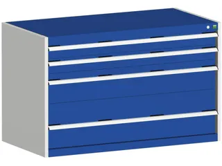 ladekast 800x1300x650mm 4laden zware lasten RAL7035 front RAL5010 - 1