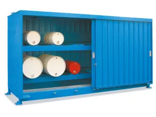 Stellingcontainer Gevaarlijke Stoffen Max. 16X200L Vaten Liggend - 1