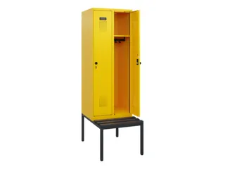 locker met bank,HxBxD 1950x600x815mm,2vak,vak B 300mm,draaigrendel - 1