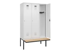 locker met bank,HxBxD 2120x1200x815mm,3vak,vak B 400mm,cilinderslot