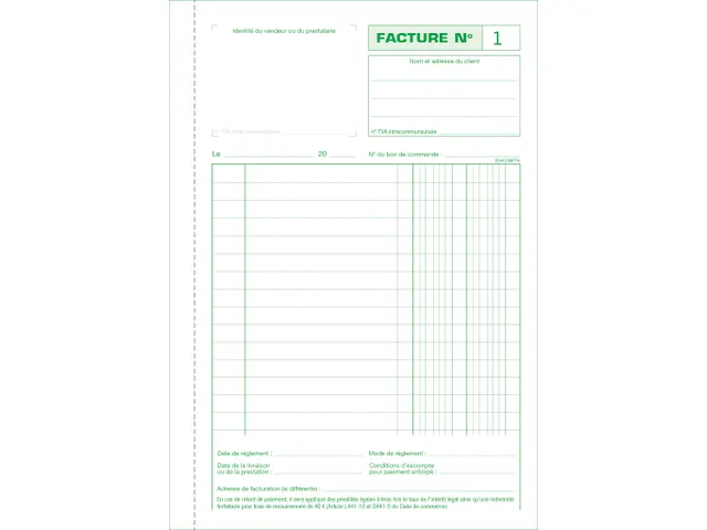 Manifold Factures 21x14,8cm 50 feuillets dupli autocopiants -