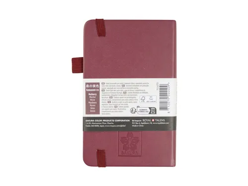 Notitieboek Sakura hard cover pocket lijn moerbei 90x140mm